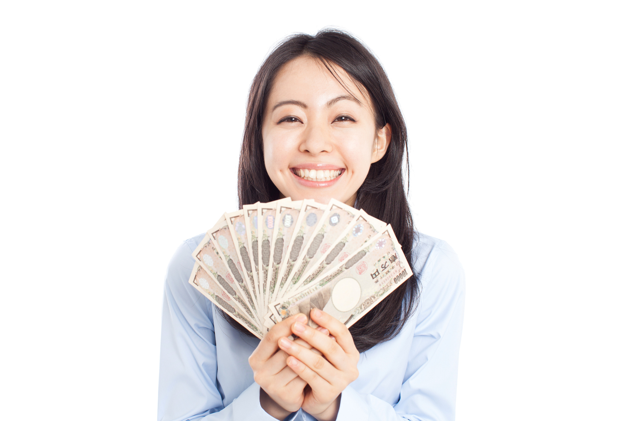 Japanese woman having Japanese yen